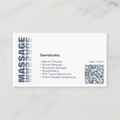 Elegant White en Grey Massage Visitekaartje Klantenkaartje (Voorkant)