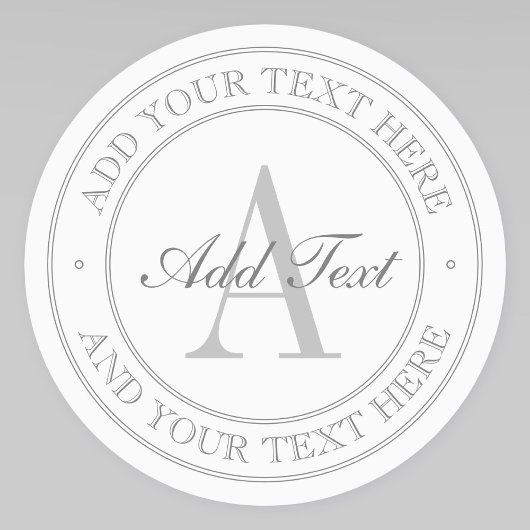 Elegant White en Grey Monogram Waterdicht Labels