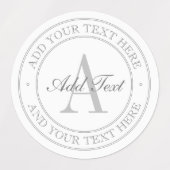 Elegant White en Grey Monogram Waterdicht Labels (Design 1)