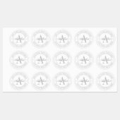 Elegant White en Grey Monogram Waterdicht Labels (Vel)