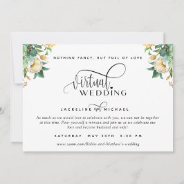 Elegant White en Honey Floral Virtual Wedding IV Kaart