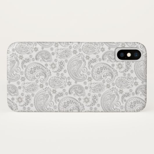 Elegant White en Light Grey  Paisley Pattern Case-Mate iPhone Case (Achterkant (horizontaal))