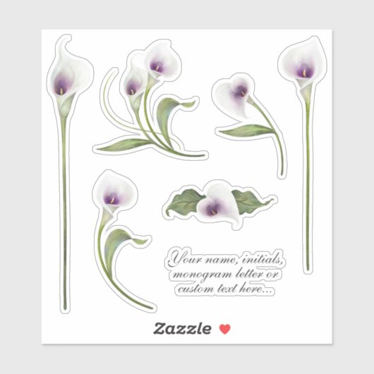 Elegant White en Paars Calla Lily Stickers (Vel)
