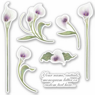 Elegant White en Paars Calla Lily Stickers