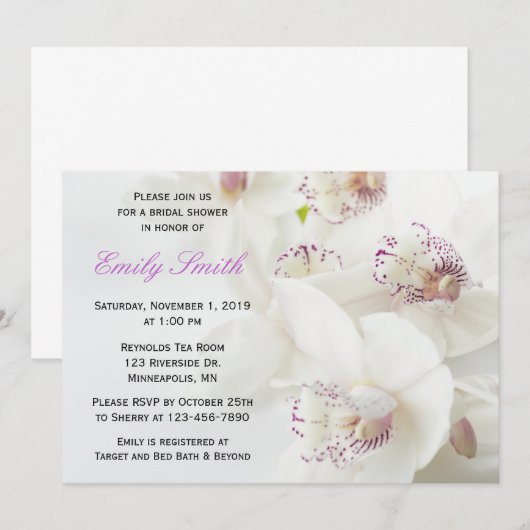 Elegant White en Paars Orchids Vrijgezellenfeest Kaart (Voorkant / Achterkant)