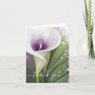 Elegant White en Paarse Calla Lily Folded Bedankkaart
