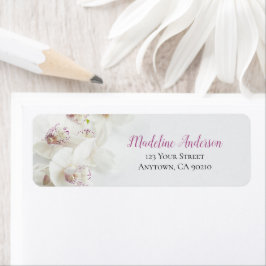 Elegant White en Paarse Orchids Return Address Etiket