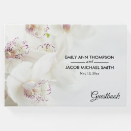 Elegant White en Paarse Orchids | Weddenschap Gastenboek