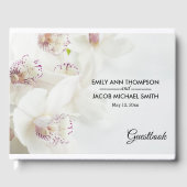 Elegant White en Paarse Orchids | Weddenschap Gastenboek (Voorkant)