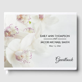 Elegant White en Paarse Orchids | Weddenschap Gastenboek