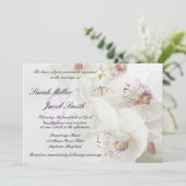 Elegant White en Paarse Orchids Wedding Kaart (Staand voorkant)