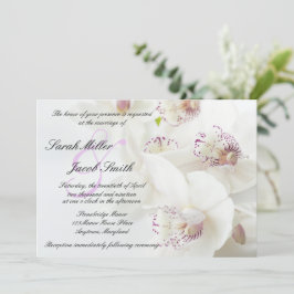 Elegant White en Paarse Orchids Wedding Kaart