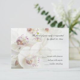 Elegant White en Paarse Orchids Wedding RSVP Kaartje