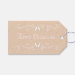 Elegant White en Pink Kraft Label met kerstcadeau Cadeaulabel