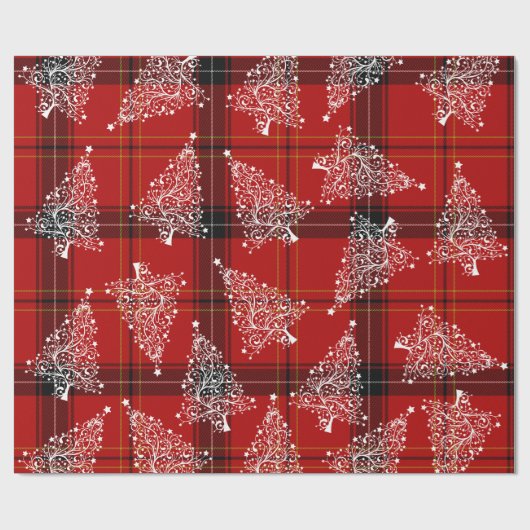 Elegant White en Pset Kerstmis Patroon Cadeaupapier (Vlak)