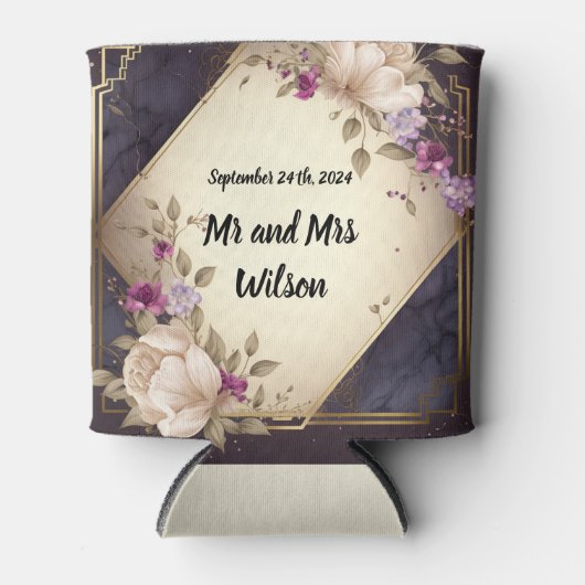 Elegant White en Purple Flowers op Marble Blikjeskoeler (Voorkant)