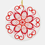 Elegant White en Red Decorative Mandala Kerstmis Keramisch Ornament (Achterkant)