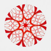 Elegant White en Red Decorative Mandala Kerstmis Metalen Ornament (Voorkant)