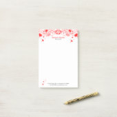 Elegant White en Red Floral Lace Post-it® Notes (Op bureau)
