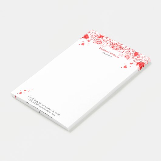 Elegant White en Red Floral Lace Post-it® Notes (Schuin)