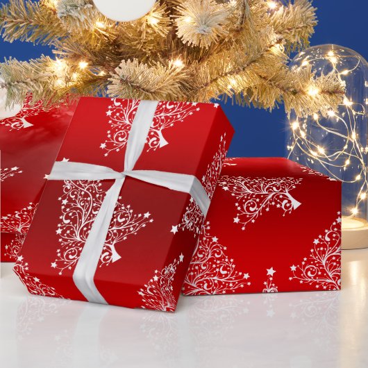 Elegant White en Red Kerstmis - Patroon Cadeaupapier (Feestdagen)