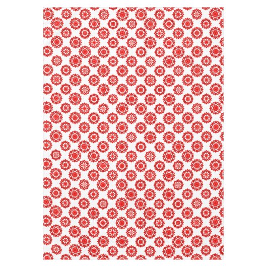 Elegant White en Red Winter Flowers Pattern Xmas Tafelkleed (Voorkant)