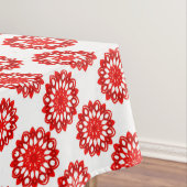 Elegant White en Red Winter Flowers Pattern Xmas Tafelkleed (Voorbeeld)