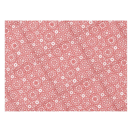 Elegant White en Red Winter Flowers Pattern Xmas Tafelkleed (Voorkant (Horizontaal))