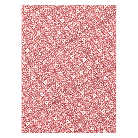Elegant White en Red Winter Flowers Pattern Xmas Tafelkleed (Voorkant)