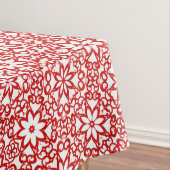 Elegant White en Red Winter Flowers Pattern Xmas Tafelkleed (Voorbeeld)