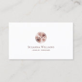 Elegant White en Roos Gold Cirkel met Logo Chic Visitekaartje (Voorkant)