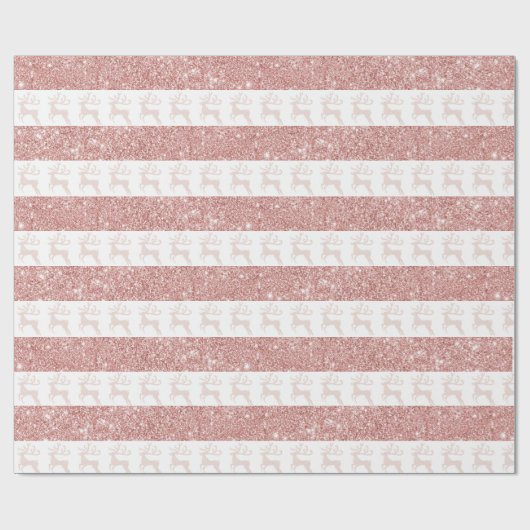 Elegant White en Roos Gold Glitter-kerstreces Cadeaupapier (Vlak)