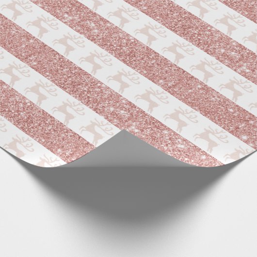 Elegant White en Roos Gold Glitter-kerstreces Cadeaupapier (Hoek)