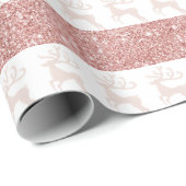 Elegant White en Roos Gold Glitter-kerstreces Cadeaupapier (Rol Hoek)