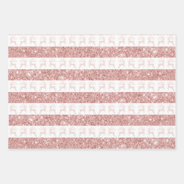 Elegant White en Roos Gold Glitter-kerstreces Inpakpapier Vel