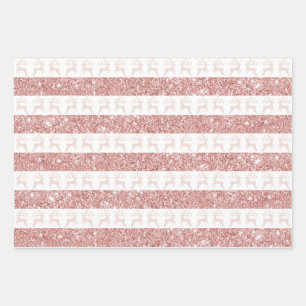 Elegant White en Roos Gold Glitter-kerstreces Inpakpapier Vel