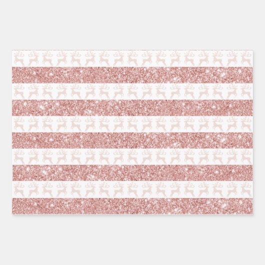 Elegant White en Roos Gold Glitter-kerstreces Inpakpapier Vel (Voorkant)