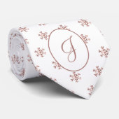 Elegant White en Roos Gold Snowflakes Monogrammen Stropdas (Opgerold)