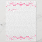 Elegant White en roze Floral Lace Custom Briefhoofd (Voorkant)