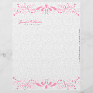 Elegant White en roze Floral Lace Custom Briefhoofd