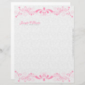 Elegant White en roze Floral Lace Custom Briefhoofd (Voorkant / Achterkant)