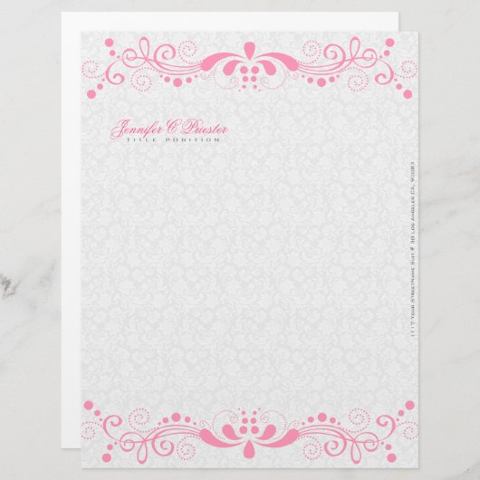 Elegant White en roze Floral Lace Custom Briefhoofd (Voorkant / Achterkant)