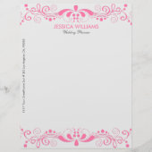 Elegant White en roze Floral Lace Gepersonaliseerd Briefhoofd (Voorkant)