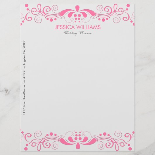 Elegant White en roze Floral Lace Gepersonaliseerd Briefhoofd (Voorkant)