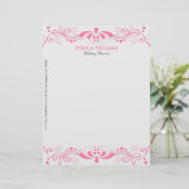 Elegant White en roze Floral Lace Gepersonaliseerd Briefhoofd (Staand voorkant)