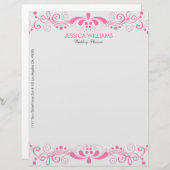 Elegant White en roze Floral Lace Gepersonaliseerd Briefhoofd (Voorkant / Achterkant)