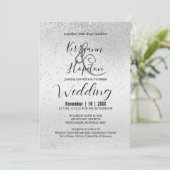Elegant White en Silver Glitter Invitation Kaart (Staand voorkant)