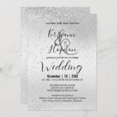 Elegant White en Silver Glitter Invitation Kaart (Voorkant / Achterkant)