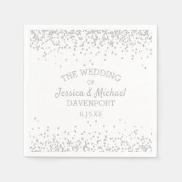 Elegant White en Silver Glitter Wedding Reception Servet