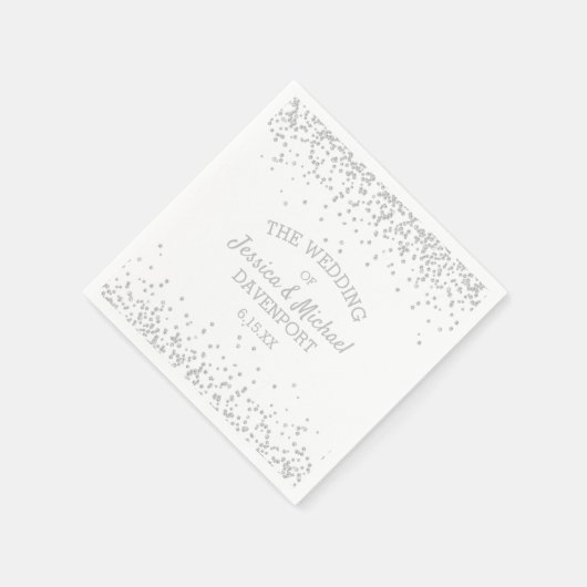 Elegant White en Silver Glitter Wedding Reception Servet (Hoek)